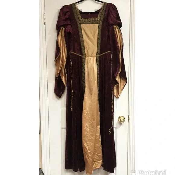 Dresses | Red And Gold Regal Renaissance Fair Long Gown Dress Costume  Cosplay | Poshmark